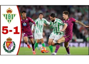 Thắng đậm Valladolid 5-1 Real Betis leo lên nhóm dự cúp C1 mùa sau